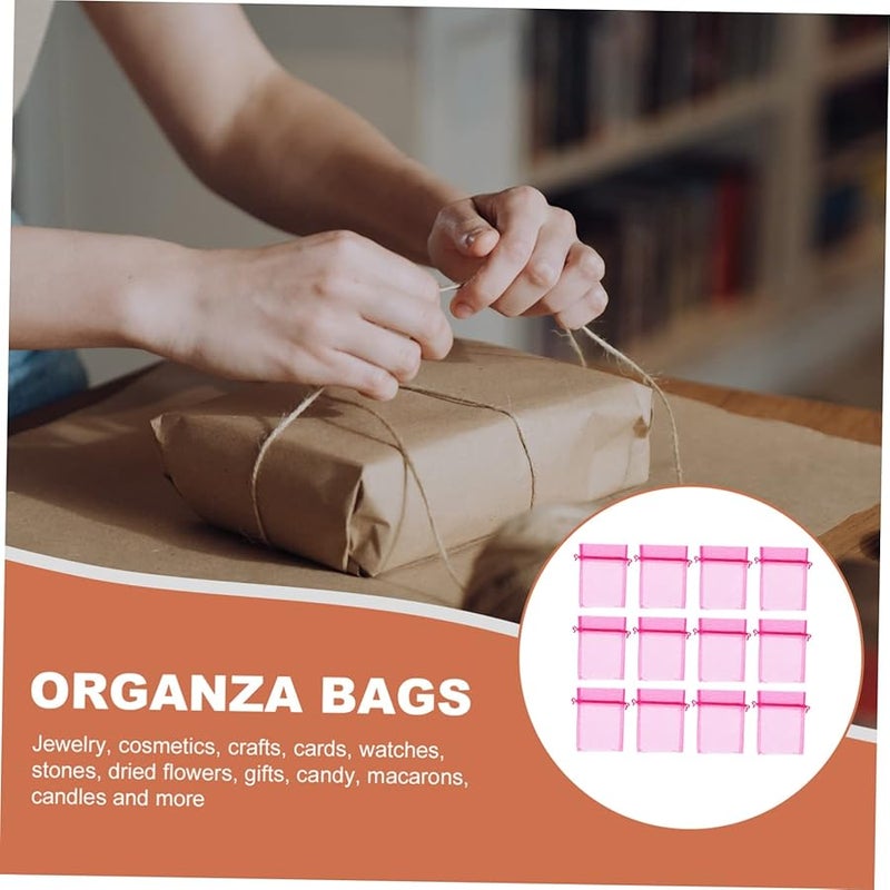 FRCOLOR 100pcs 4x6 Inch White Organza Drawstring Bags for Gifts Jewelry and Candy - Image 5